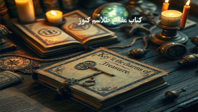 «جلد کتاب باستانی «مفتاح طلاسم کنوز» با طراحی قدیمی و تزئینات سنتی، نمادی از دانش ۸۰۰ ساله در زمینه باطل‌سازی طلسم‌های دفینه و گنج‌یابی.»